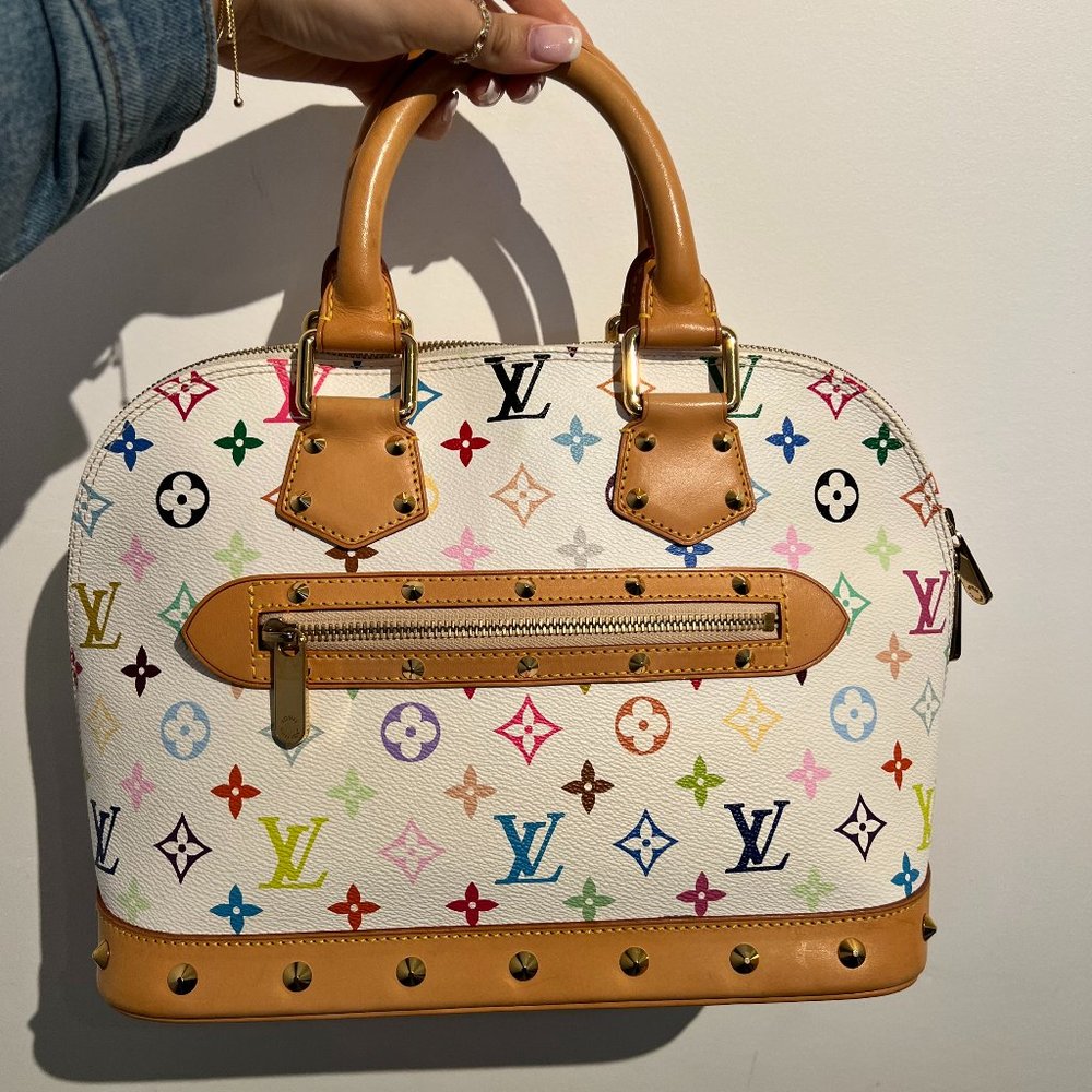 What Goes Around Comes Around Louis Vuitton Alma PM White Multi Colored Takashi
